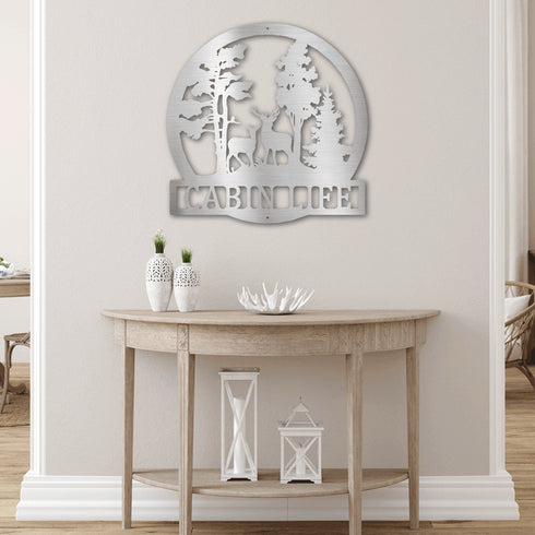 Personalized Forest Deer Metal Wall Art